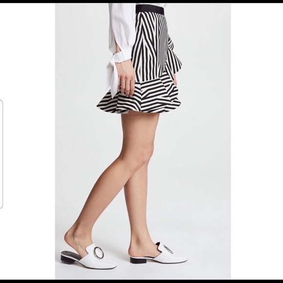 Self Portrait Abstract Stripe Ruffle Skirt 8 - Picture 1 of 10